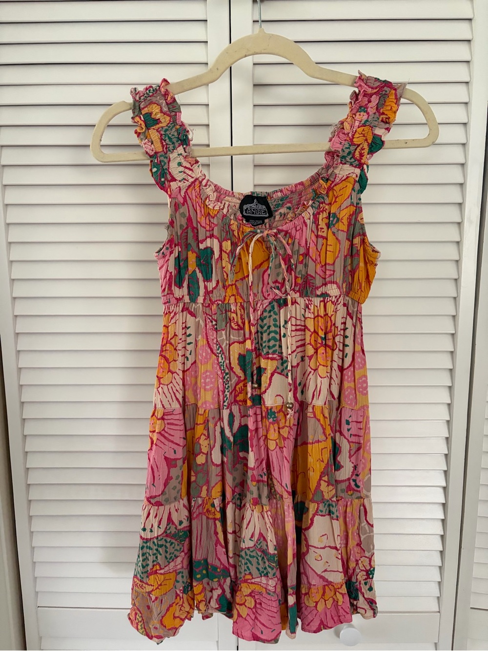 Angie Pink Multi Floral Smocked Mini Dress